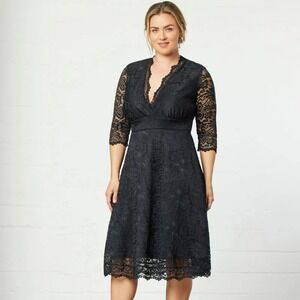 Kiyonna Mademoiselle Lace Dress Black Plus Size 3X New LBD NWT Cocktail Feminine